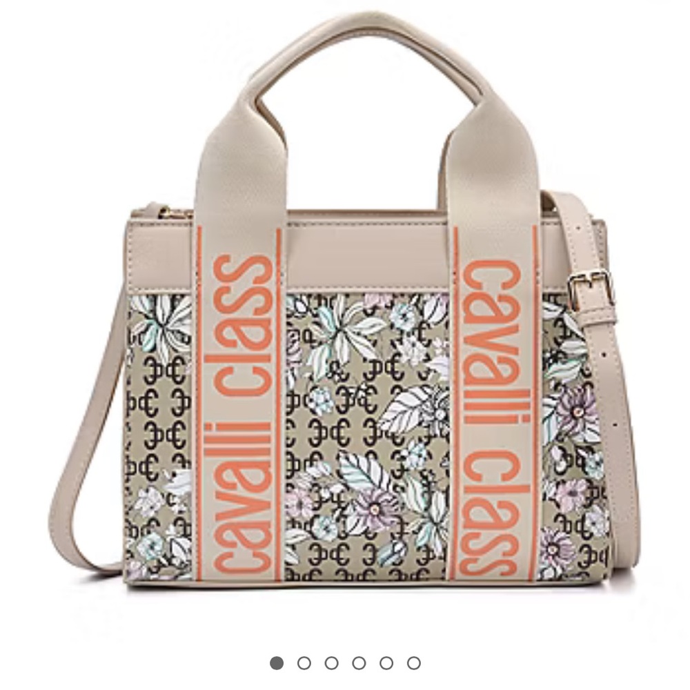 Cavalli Class serafina Beige and Orange Floral Shoulder Bag
